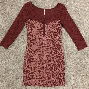 Free People Cranberry Bodycon Holiday Dress, XS